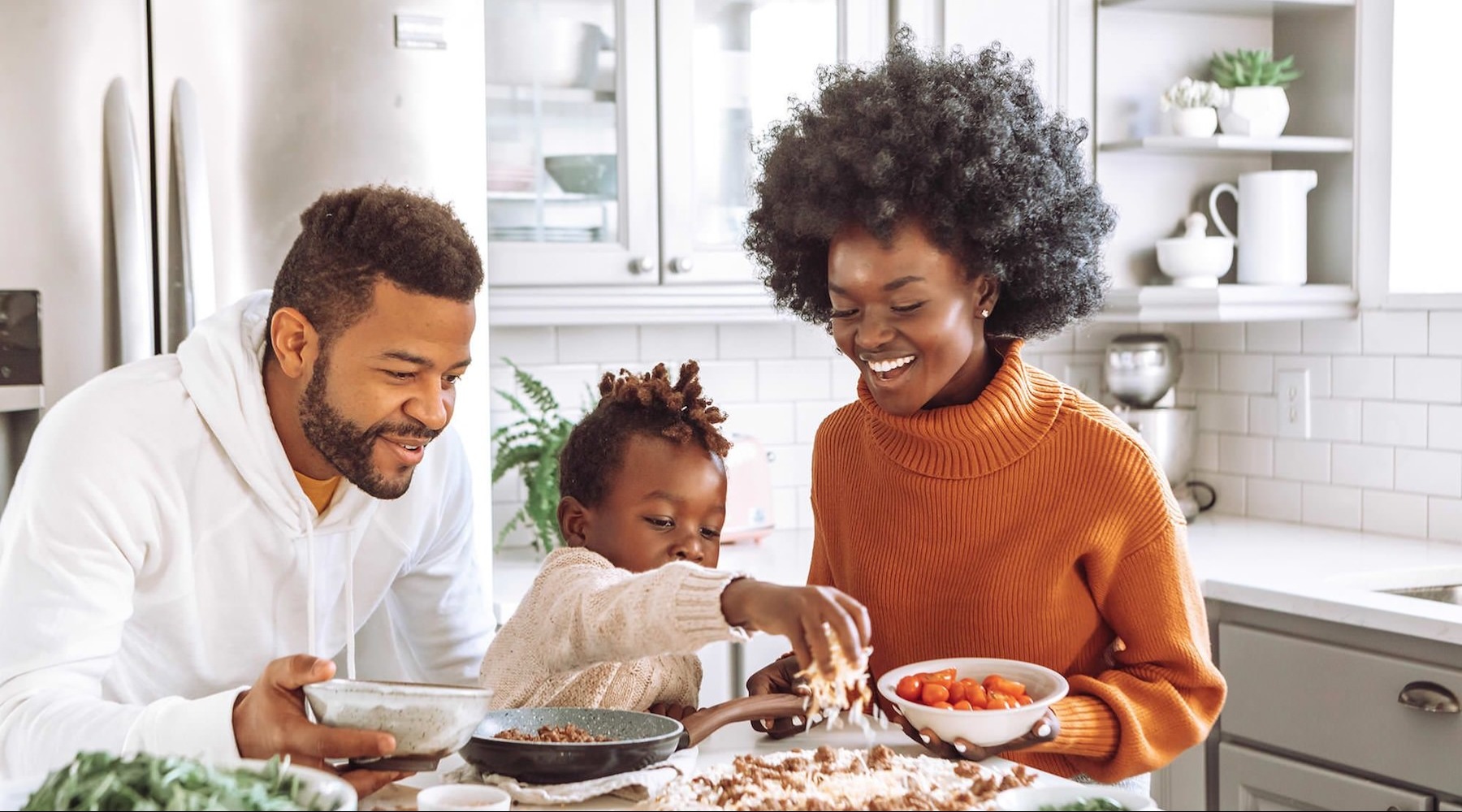 a family having a meal together